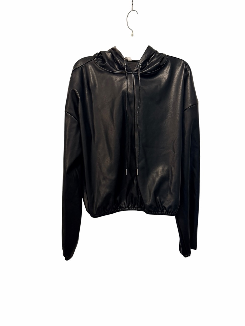 Fabletics Black Faux Leather Hooded pullover